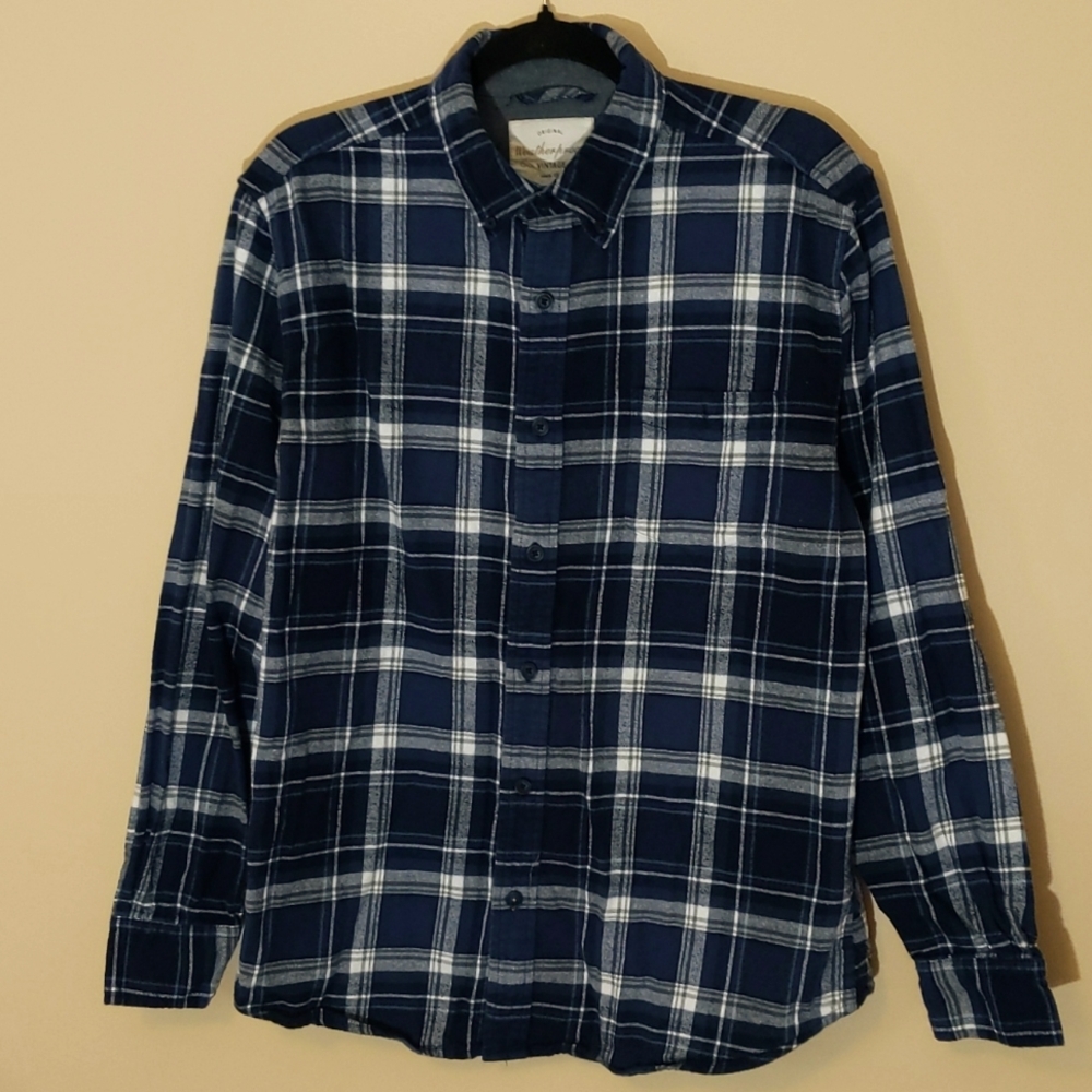 Weatherproof| Blue Plaid Long Sleeve Button Down Shirt Cotton
